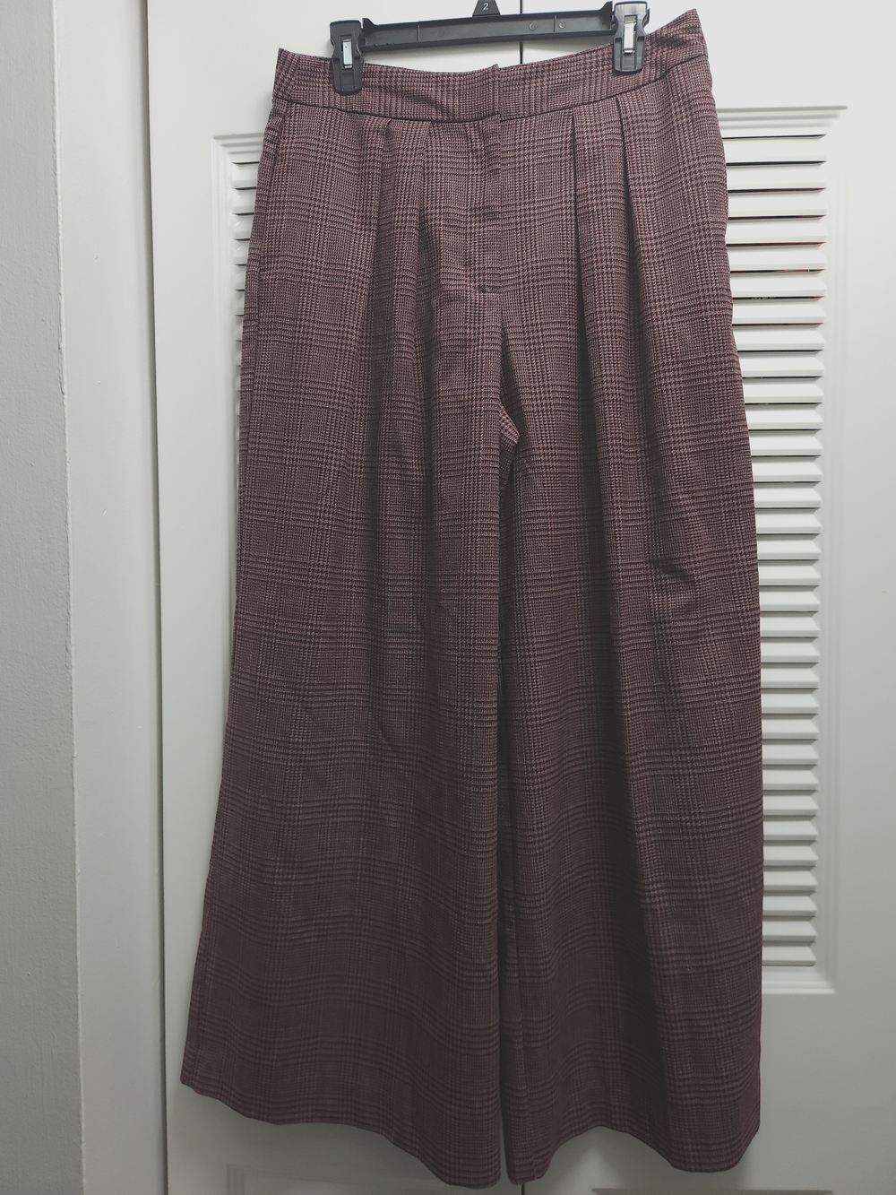 Worthington Burgundy Black Plaid Wide Leg Pants 10P NWT